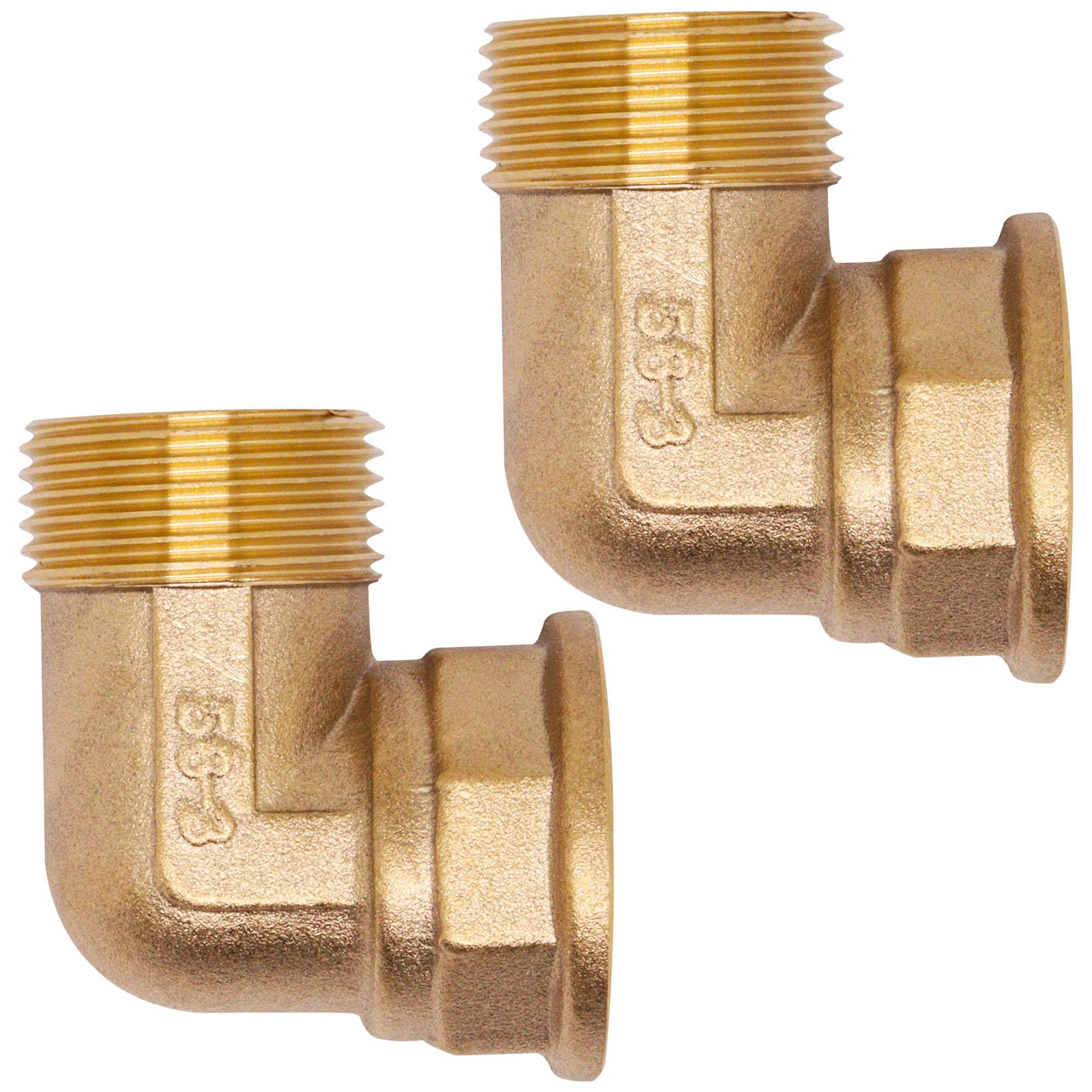 Photo 1 of GDFYMI 2pcs Brass Pipe Fitting 90 Degree Elbow 1" NPT Male to 1" NPT Female Pipe Fittings
