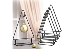 Cinnvoice 4 Pcs 10 Inch Ornament Display Stand Metal Christmas Tabletop Ornament Christmas Tree Shaped Display Stand Holder Farmhouse Xmas Tree for Balls Decorations Hanging Gift