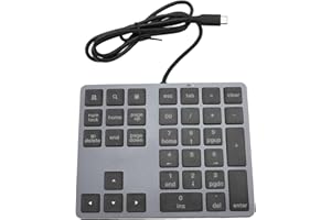 USB Numeric Keypad, USB C 3.1 Wired Number Pad with 2 USB 3.0 and 1 Type C Ports, 34 Key Slim Mini Numpad for Laptop Desktop 