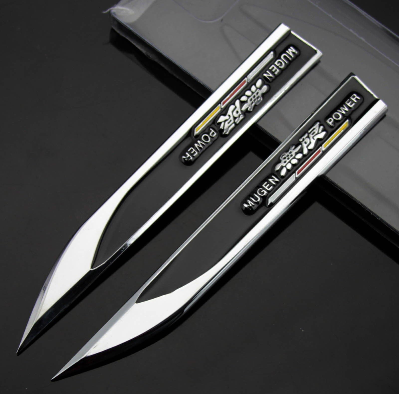 2pcs Auto car Dagger Fender Emblems Sticker Badge fit for MUGEN POWER Sports NEW