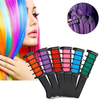 Amazon Com 6 Pcs Funky Hair Chalk Comb Temporary Shimmer