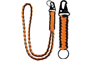 Heavy Duty 550 Paracord Lanyard Keychain - 2 Pack Braided Neck & Wrist Strap with Carabiner Clip and Key Ring for ID Badge, C