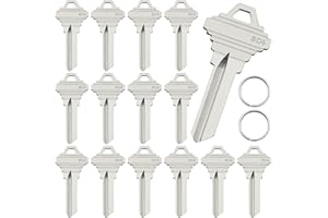 AYWFEY SC4 (6SH1) Blank Key Blanks, Pack of 15 Premium Brass Uncut Blank Keys, with 2 Key Rings, Copper Structures Blank Keys