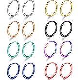 ONESING 5 Pairs Small Hoop Earrings for Women Stainless Steel Hinged Huggie Hoop Earrings Set Trendy Hypoallergenic Earring Stack Cartilage Hoop Earrings for Multiple Piercing 8-16mm