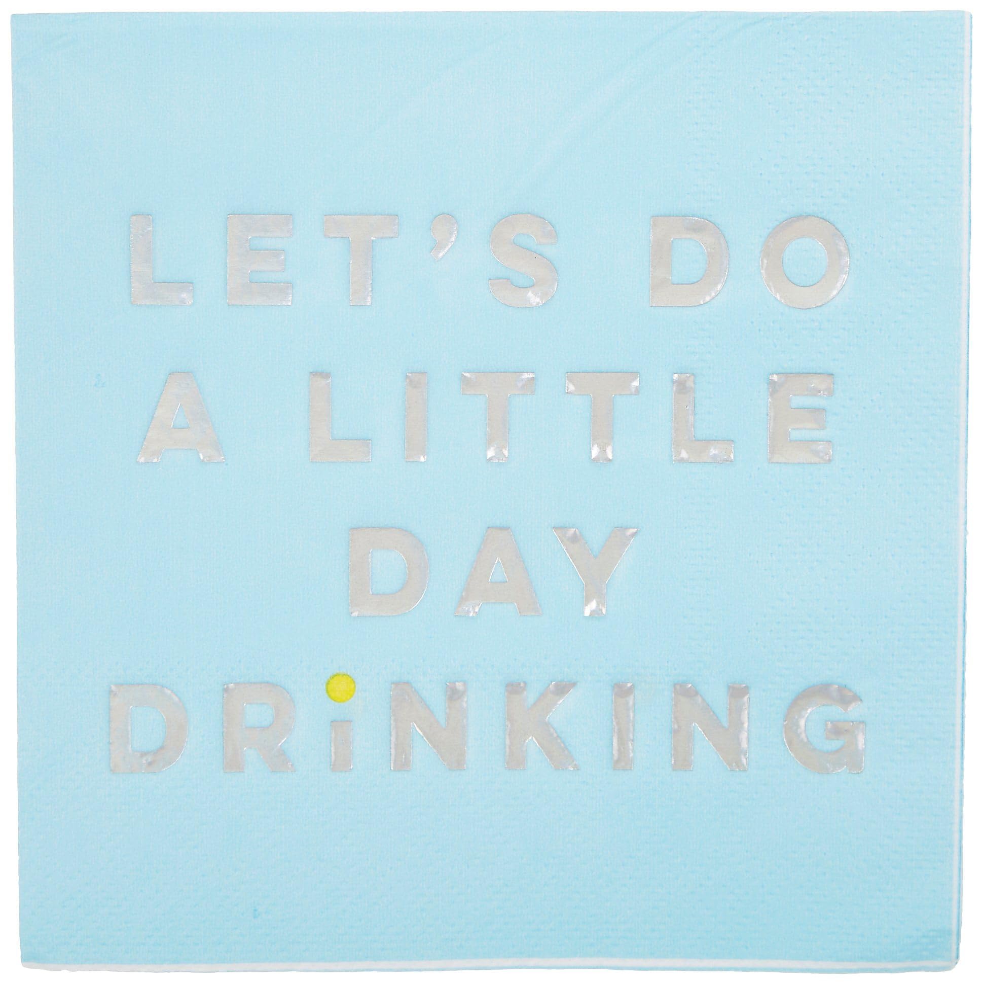 X&O Paper Goods TW4-22027 Day Drinking C.R. Gibson Blue Let's Do A Little Paper Cocktail Napkins, 20pc, x 5.5
