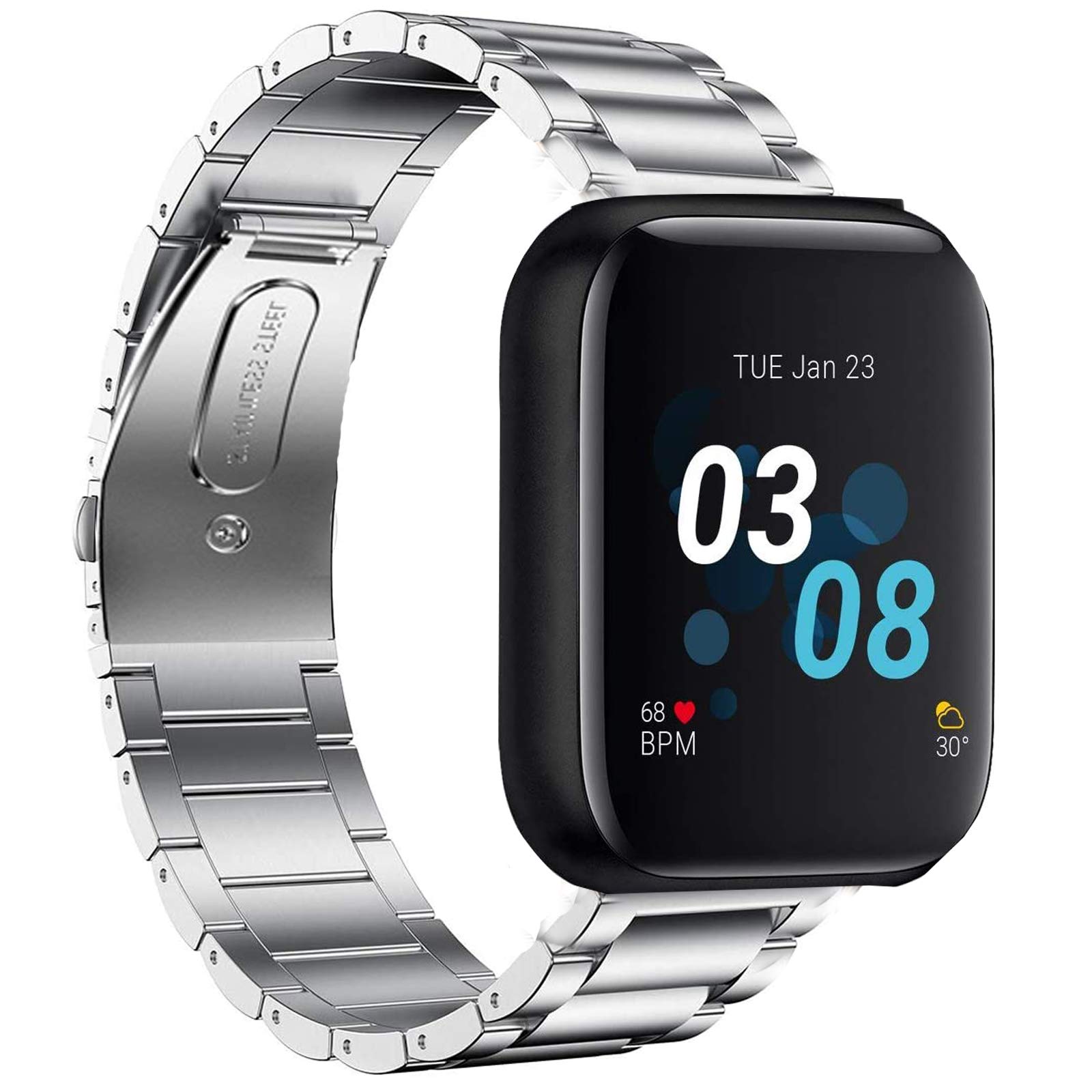 Giaogor Compatible with iTouch Air 3 Bands, Stainless Steel Metal Replacement Strap Bracelet Compatible for iTouch Air 3 40mm / IOWODO R3Pro Straps/Popglory P22 Straps/Donerton Straps (Silver)