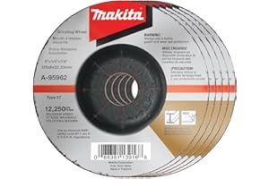 Makita A-95962-5 5" x 1/4" x 7/8" INOX Grinding Wheel, 36 Grit, 5/pk