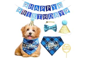 Neo LOONS Dog Birthday Bandana Set Boy Girl, Cute Dog Bow Tie Scarf Crown Hat Happy Birthday Banner for Dogs Birthday Party Supplies Decorations for Small Medium Pet Dog Puppy