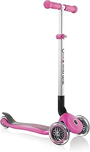 globber primo foldable lights pink scooter