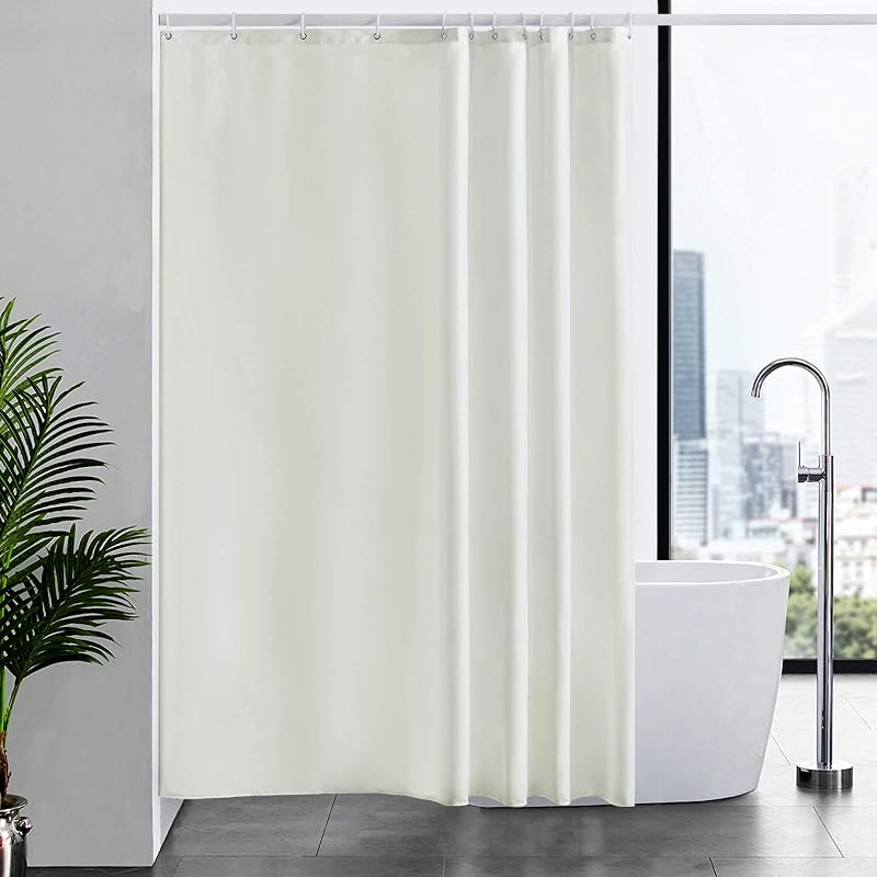 Furlinic Beige Shower Curtain 180x210cm Mould Proof Waterproof 12 Hooks