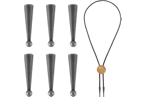 DARUNFA 6Pcs Bolo Tie Tips Replacement End Caps for Men Jewelry Findings Embossment Carved Antique Silver, 1.38 Inch Long Suitable for 3-4mm Braided Leather Cord