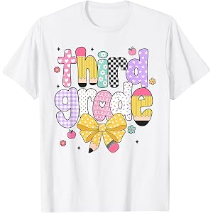 Preppy Third Grade Teacher 3rd Grade Back to School Girls T-Shirt