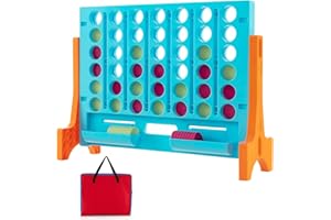 KOTEK Wall Mounted Giant 4 in A Row, Jumbo 4-to-Score Board Game Set with Carrying Bag & 42 Coins, Quick Release Bar, Indoor 