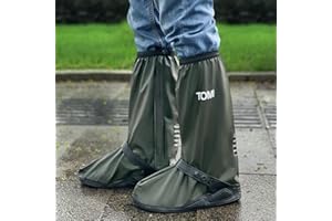 TOMI Waterproof Shoe Covers For Rain，Rain Boot Covers With Zipper,Galoshes Shoe Ponchos,Reusable & Foldable,Non-Slip PVC Snow Boot Covers for Men and Women (Dark green, X-Large)