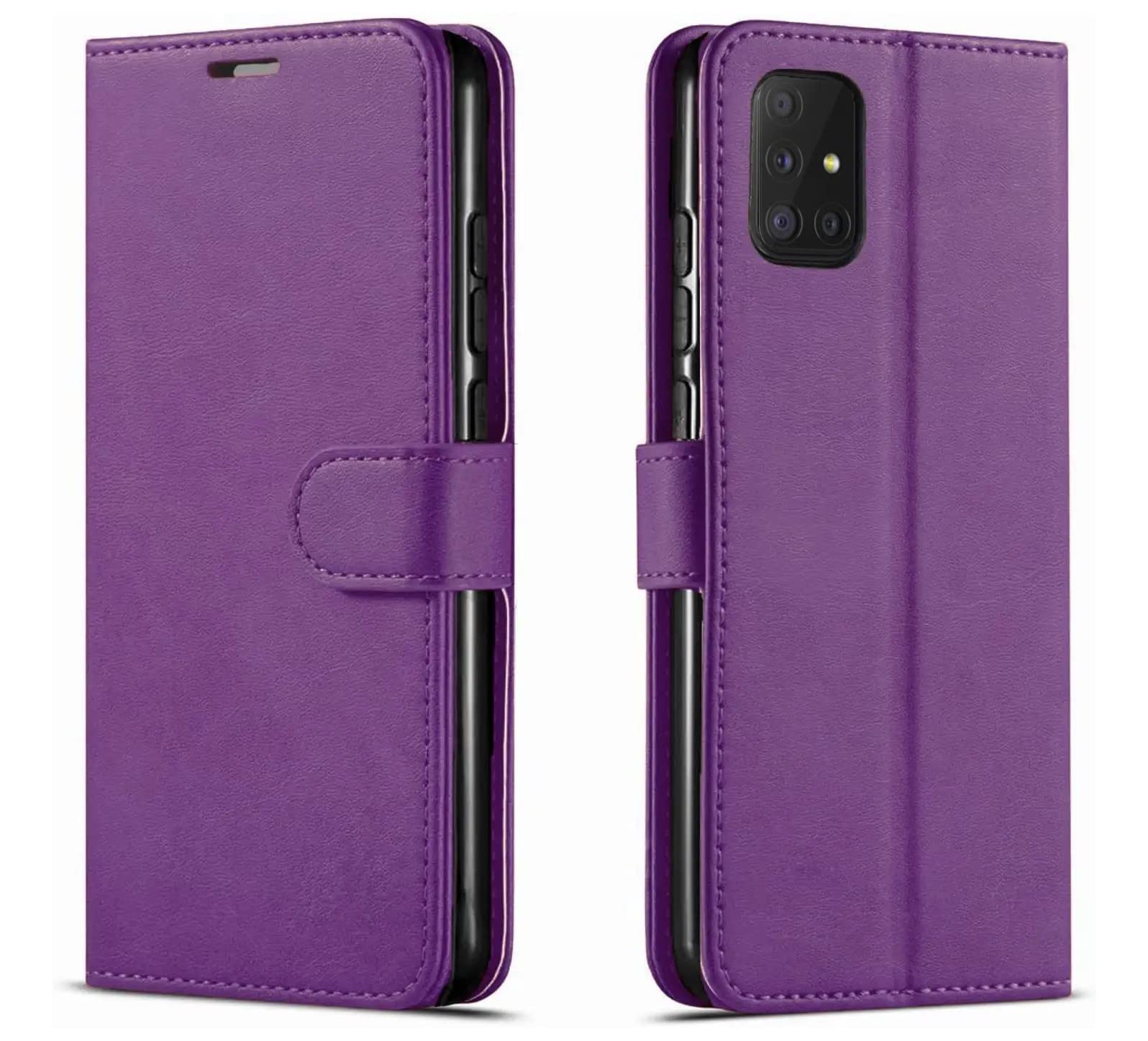 NWNK13 For Samsung A71 Phone Case Premium Leather Flip Case Book Wallet Case Card Holder Media Stand Shock Proof Protective Phone Cover Compatible for Samsung Galaxy A71 (Purple)