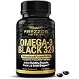 FREZZOR Omega 3 Black - Green Lipped Mussel Oil Capsules, Made in New Zealand, UAF1000+, Joint Care & Relief, Heart & Immune Support, No Fishy Aftertaste, 320 Count (Pack of 1)