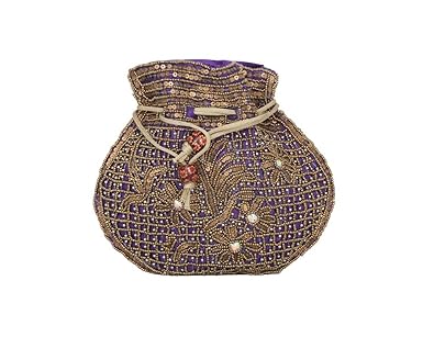 Kleio Ethnic Zari And Beads Potli For Women/Girls (Purple) (BnB 911Hi-Pu)