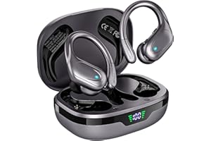 HAOYUYAN Wireless Earbuds Bluetooth Headphones 80hrs Playback Ear Buds Power Display with Noise Canceling Mic Headsets for Sports/Workout/Running Gray