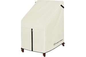 Porch Shield Patio Stackable Chair Covers - Waterproof Outdoor Stack of Chair Cover - 27W x 33D x 46H inch, Beige