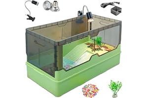 RunDuck Turtle Habitat Tank Kit– Fresh Filtration, Waterplay Fun, Diverse Living, Heat Lamp, Water Pump and Convenient Water Changes in Turtle Tanks Habitat Kits Turtle cage (Green, X-Large)
