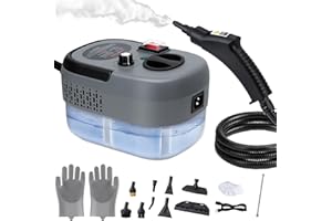 FANCYMOUSE Steam Cleaner, 6-Level Adjustable Handheld Steamer Cleaning,1500W Steam Cleaner for Home, 15s Heat-Up, Portable Steamer for Cleaning Car, 40.58oz Tank, 10 Pcs Accessories for Grout, Couch, Furniture