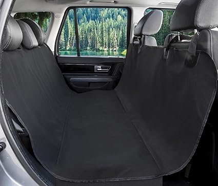 Callas Hammock Polyester 600D Waterproof Scratch Proof Soft Textile Pet Back Seat Covers for Cars Trucks and SUVs (Black)