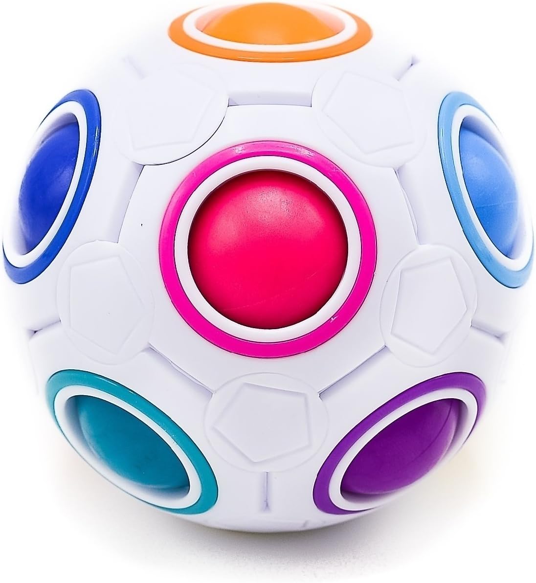 Toyzabo Challenging Puzzle Speed Cube Ball, Matching Colors Game, Fun Fidget Toy Brain Teaser with 11 Rainbow Colors
