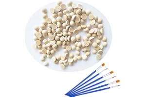 HESMARTLY 300 pcs Half Wood Balls 10mm Unfinished Half Wooden Balls Split Wood Balls for DIY Projects Craft Supplies and 6pcs Nylon Paint Brushes