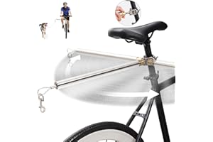 PAWXAW Dog Bike Leash with Built-in Buffer Spring, 180° Rotating or Fixed | Quick Attach Mechanism | Thickened Steel Wire Rope | 550-lbs Pull Strength, Hands Free Bicycle Dog Exerciser (Stainless Steel, L)