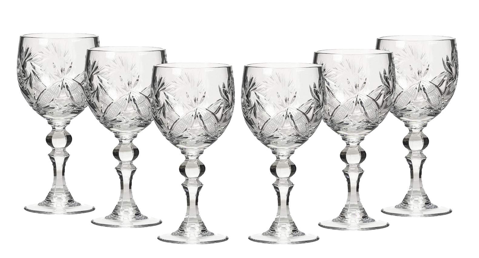 Russian Cut Crystal Red White Wine Glasses Goblets, Stemmed Vintage