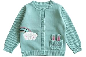 CHENGCHUANG Baby Girls Knitted Cardigan Sweater Crewneck Knit Crochet Button Closure Cardigan Tops Coat Outwear for Toddler