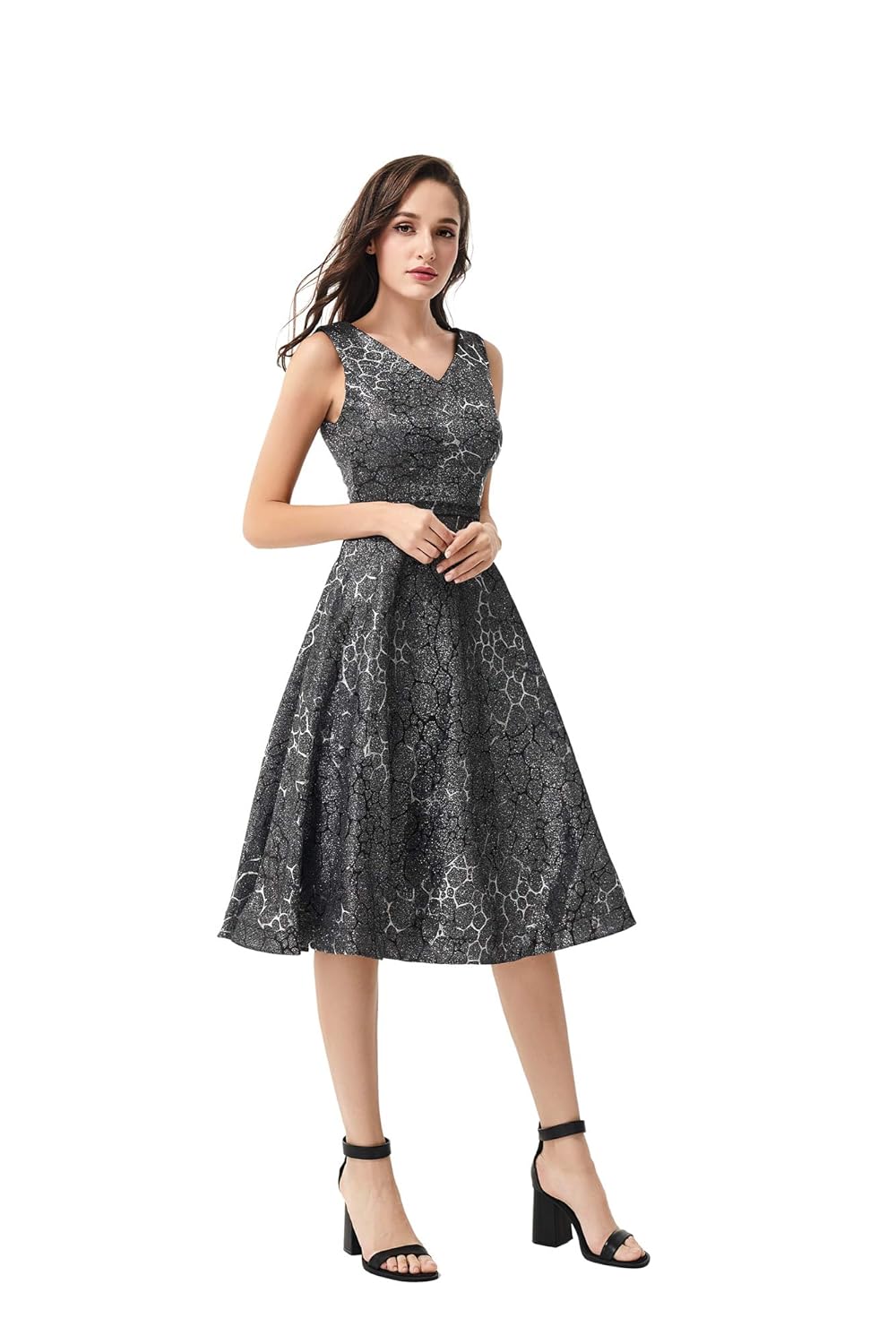 Women Dress V-Neck line Elegant Sleeveless Cocktail Party Long Dress