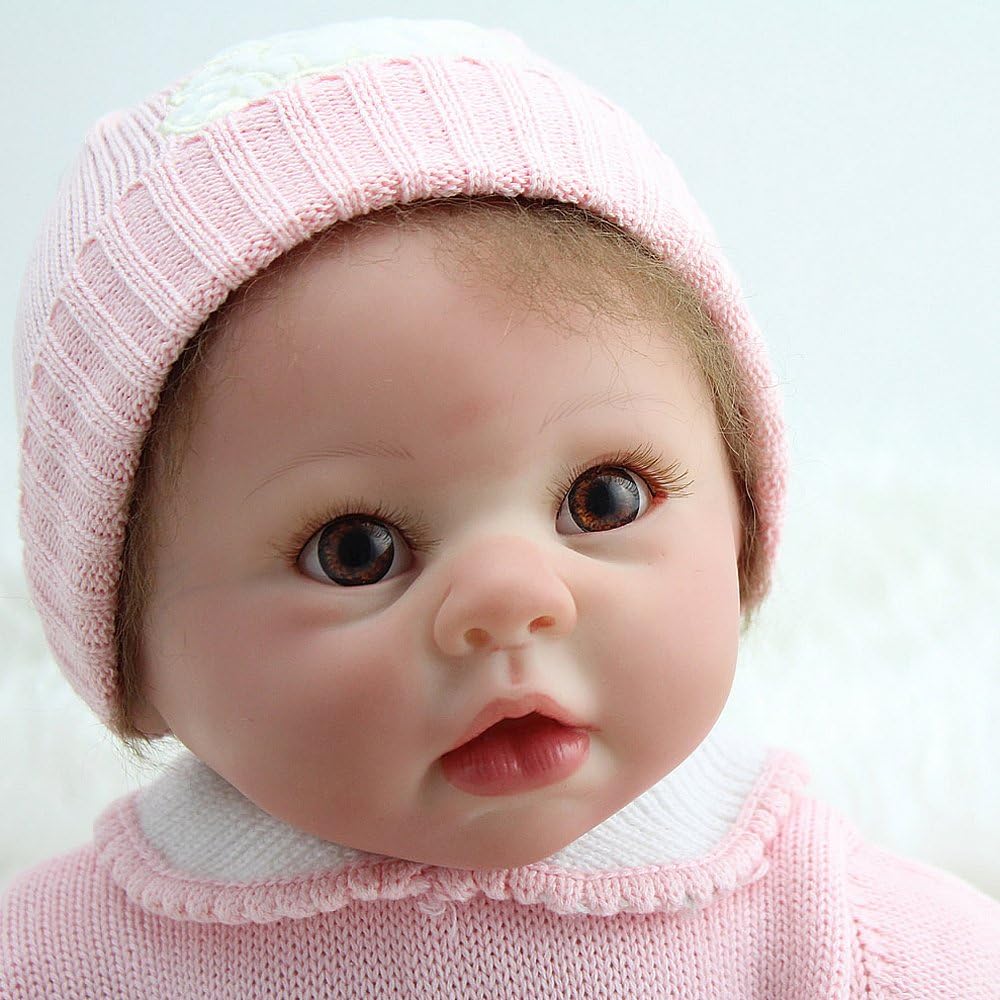 Fashioin Pink 22 Inch Baby Reborn Dolls Soft Silicone Vinyl Kids Children Gift with Magnet Pacifier