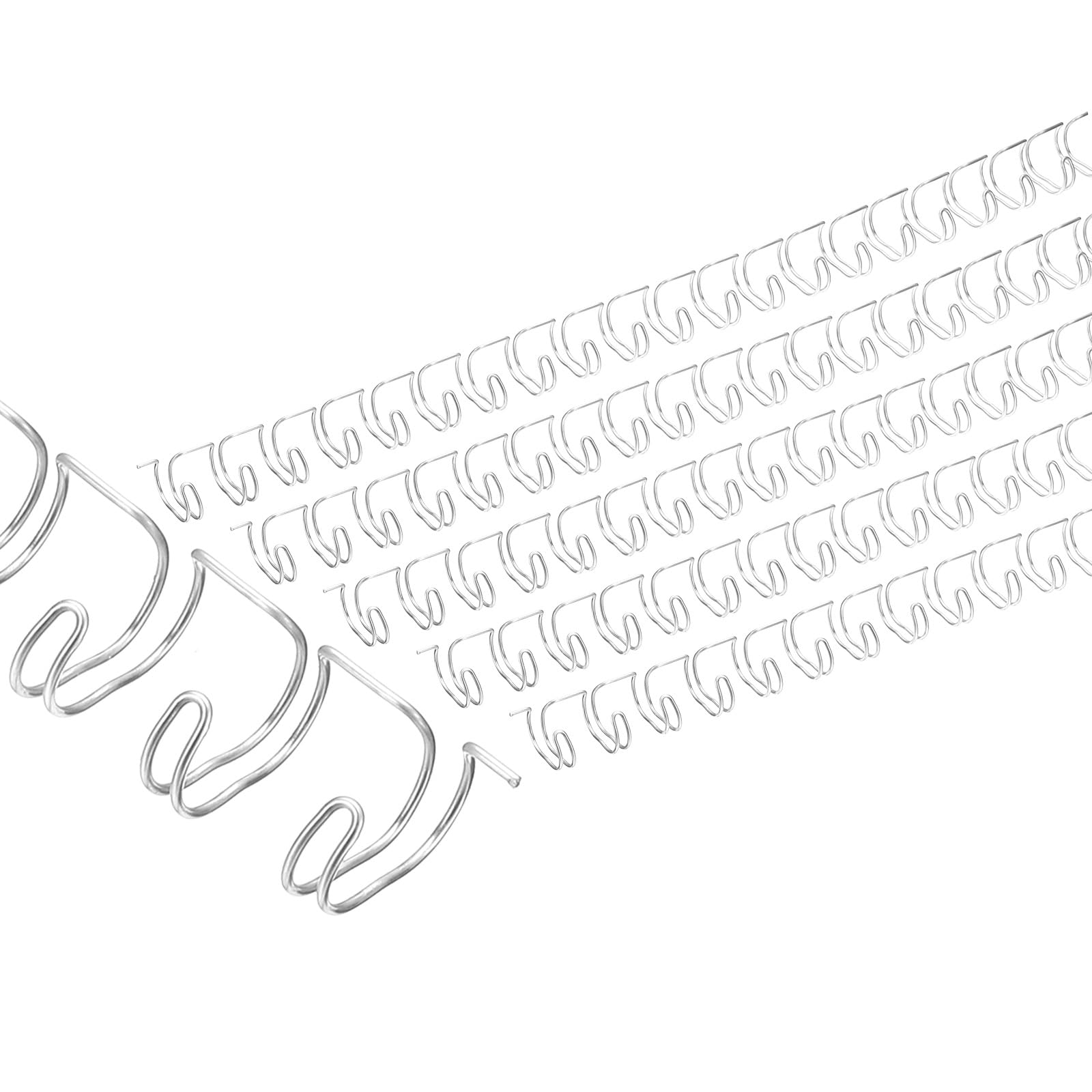 PATIKIL 13mm (1/2") Double Loop Wire Binding Combs, 100 Pcs Metal Twin Loop Binding Coils 100 Sheet Capacity 2:1 Pitch 21 Ring Binding Spines, Silver Tone