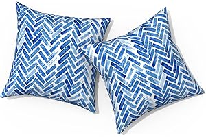TWLEAR Outdoor Pillows for Patio Furniture 20x20 inch, Square Outdoor Throw Pillows with Inserts, Decorative Patio Pillows for Garden Couch Home Sofa Office Chair, Pack of 2, Blue Bricks