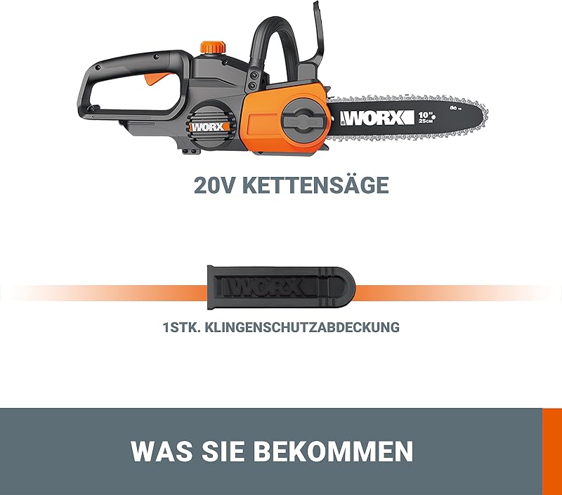 WG322E.9 Akku Kettensäge 20V, ohne Akku & Ladegerät