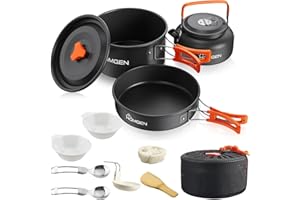 HOMGEN Ultralight Camping Cooking Set Camping Pots and Pans Set Aluminium Camping Cookware Kit Protable Cooking Mess Kit Ligh