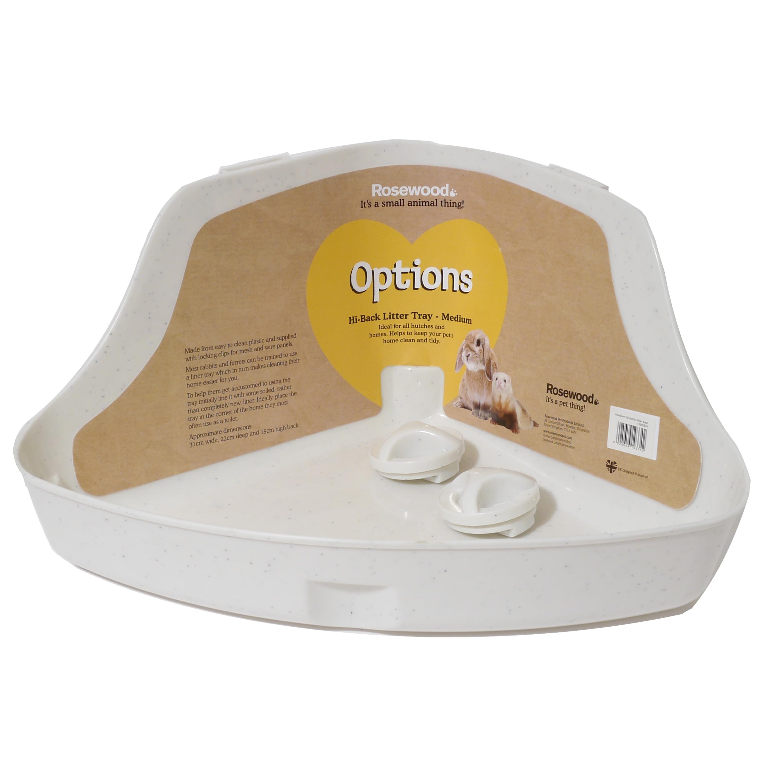 Rosewood Options Corner Litter Tray Med, Clear, Medium (Pack of 1)