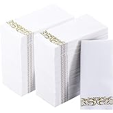 Vplus 400 Pack Paper Napkins Guest Towels Disposable Premium Quality 3-ply Dinner Napkins Disposable Soft, Absorbent, Perfect for Kitchen, Wedding, Parties, Dinners or Events (Gold)