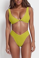 geluboao Women's Yellow Lemon Bikinis Sexy V Neck