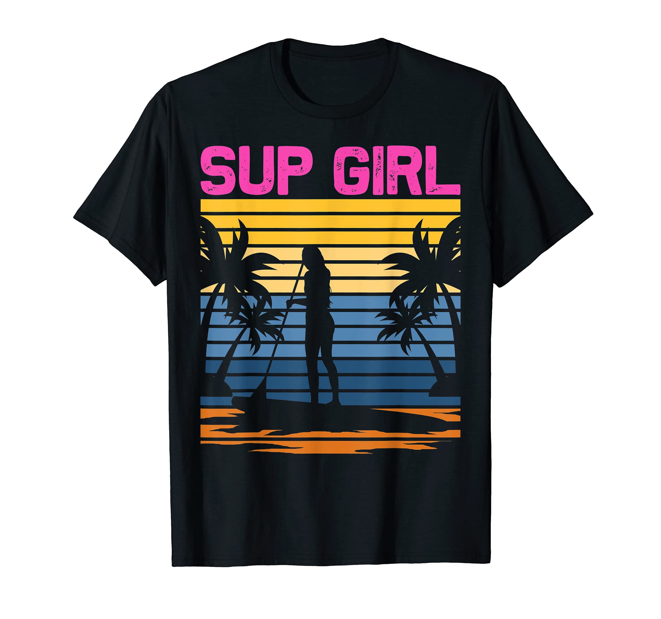 Retro Paddler SUP Girls Women Palm Tree Stand Up Paddling T-Shirt