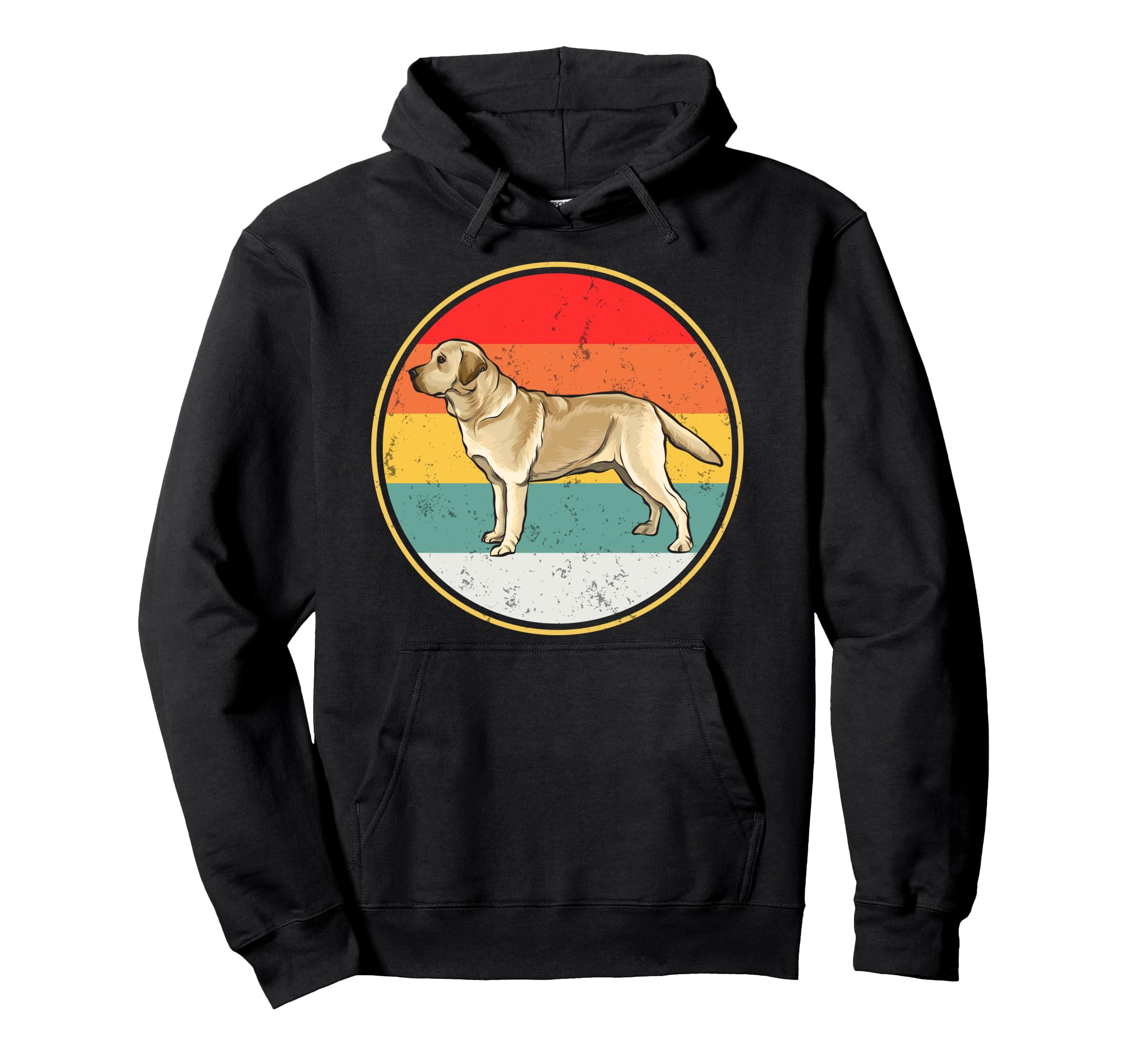Vintage Retro Sunset Yellow Labrador Retriever Dog Pullover Hoodie