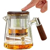 Moyufoby Glass Teapot With Infuser, Travel Tea Mug650ml/22oz, Portable Loose Tea Infuser, Button Press to Filter the Tea-Soup, Tea Tumbler For Outdoor and at Home