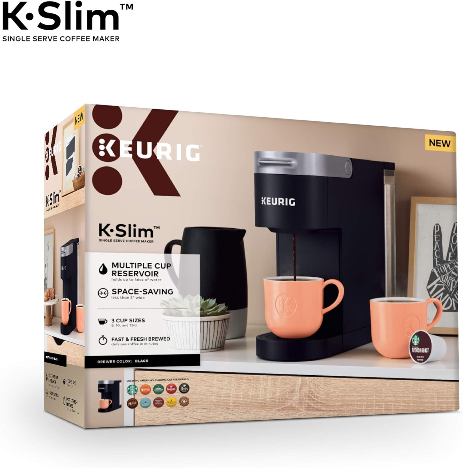 Keurig K-Slim Coffee Maker, Single Serve K-Cup Pod Coffee Brewer, 8 to 12 oz. Brew Sizes, Black: Kitchen & Dining