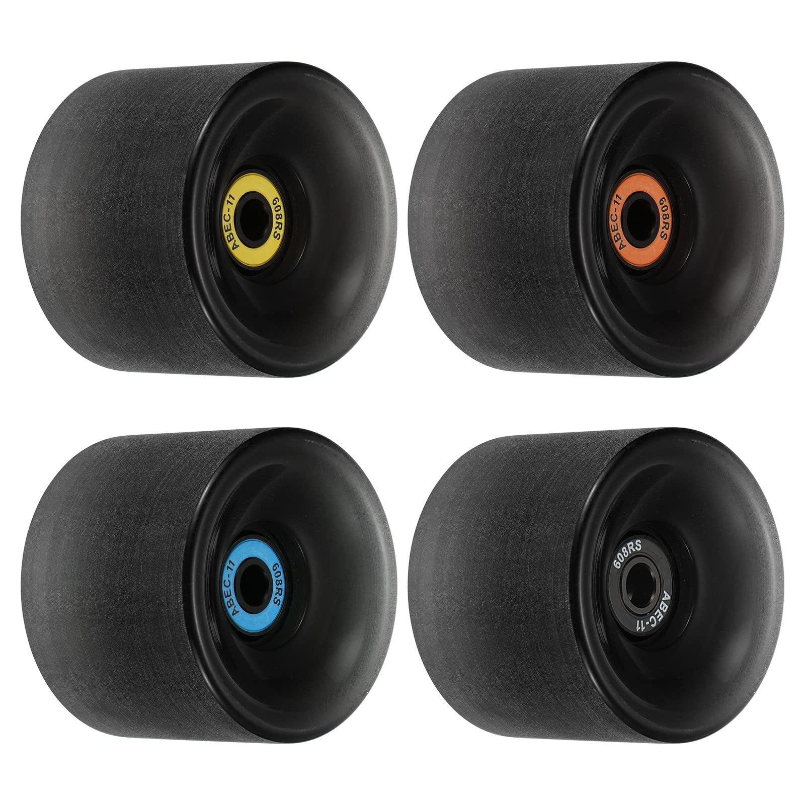PATIKIL 65mm 78A Longboard Wheels with ABEC-11 Bearings, 4 Pack Soft Cruiser Wheels Street Wheels for Skateboards Skateboard Wheel PU, Black