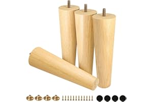 FoDau770 Rubber Wood Furniture Legs 8 Inches, Straight Tapered Wood Legs Mid Century Sofa Legs Set of 4, 5/16" UNC Furniture Feet Replacement Legs for Cabinet Sofa Couch Dresser Chair Ottoman Table