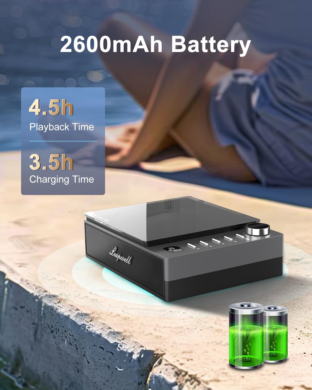 CD Player Portable, Leapwell Portable CD Player with Speakers Bluetooth Rechargeable, Small Compact Retro CD Players for Home, Personal Desktop CD Player with USB FM Black