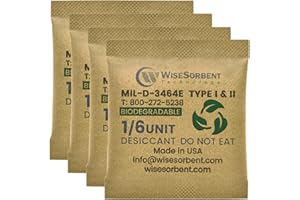 Wisesorb 1/6U Kraft Clay Desiccants Packs for Storage, 5 Gram Bentonite Clay Desiccant Bags for Gun Safe, Military Grade Moisture Absorbers, Food Safe Silica Gel Packets Alternative [30 Pack]