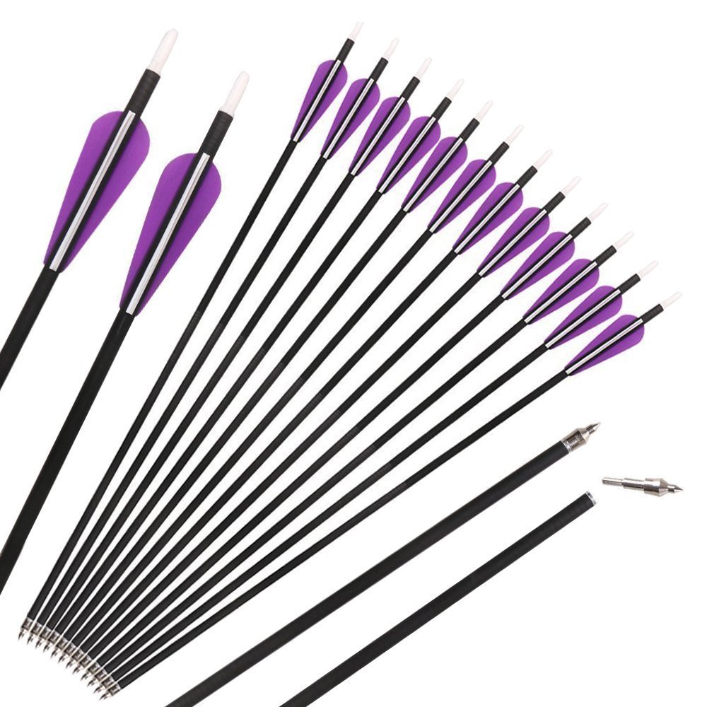 IRQ 32 Inch Carbon Hunting Arrows Archery Target Practice Arrows for Recurve and Compound Bow