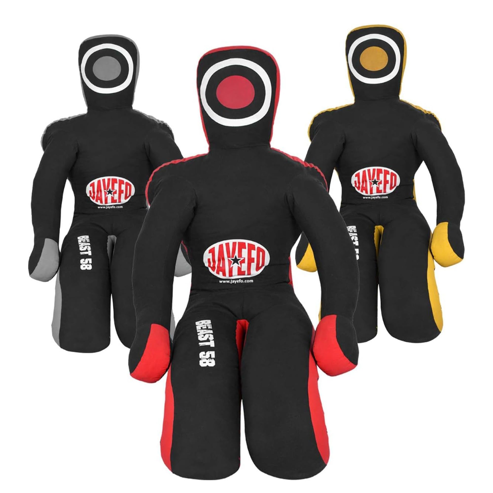 JAYEFO Beast 58 BJJ Brazilian JIU Jitsu Wrestling Grappling Dummy, Submission-Mixed, Martial Arts-MMA-Training Punching Throwing Boxing Bag Practice Karate Judo | (Black/RED, 5-FEET)